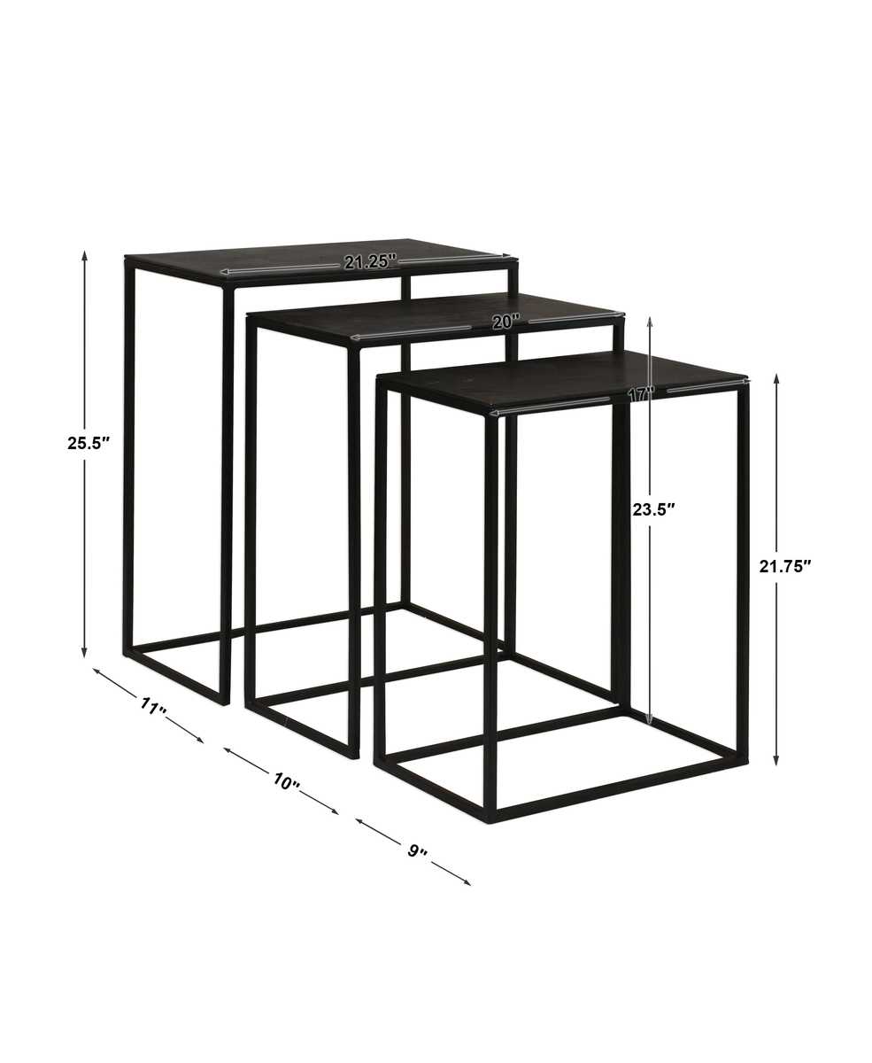 Coreene Nesting Tables, Black, S/3