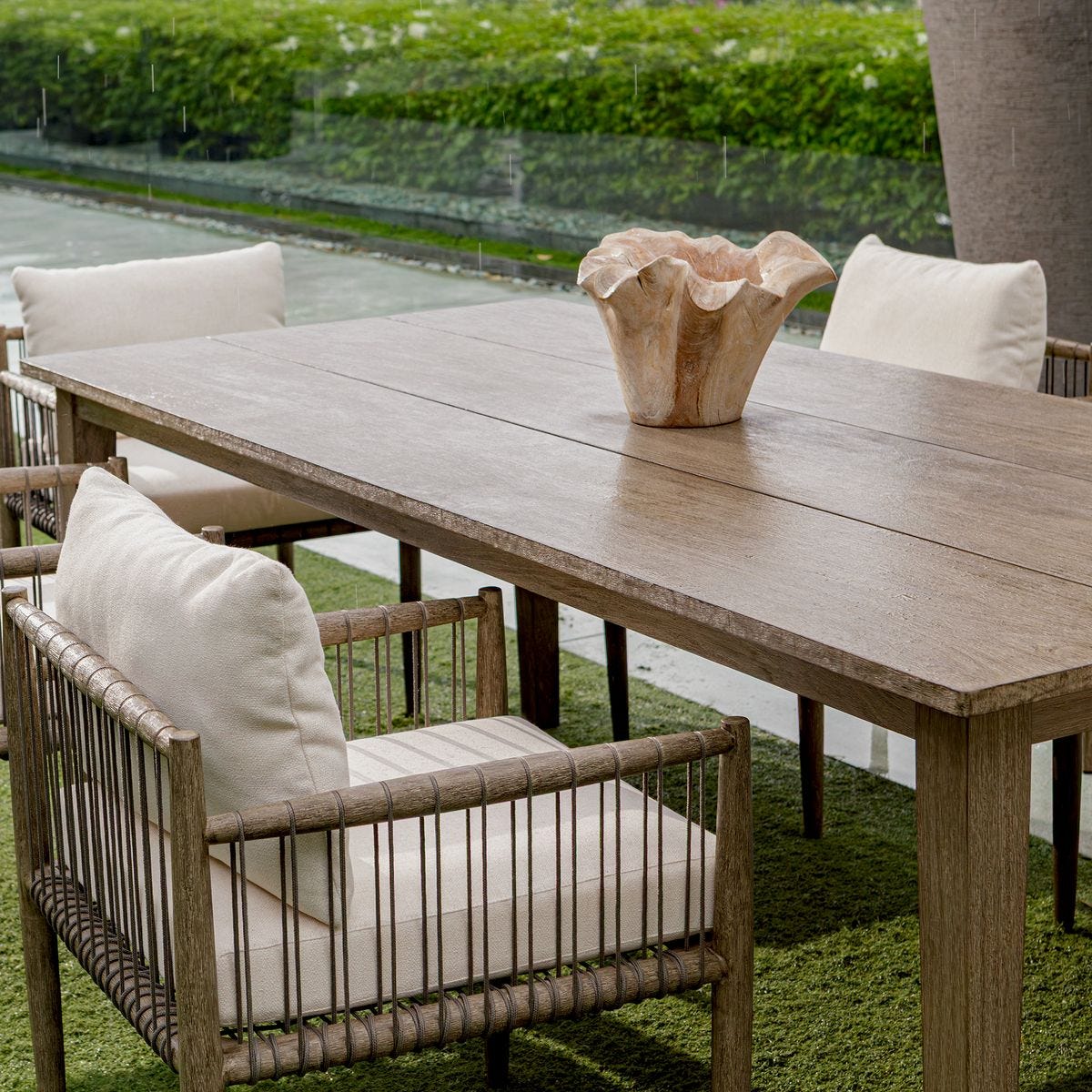 Teak Flow Outdoor Bowl, Natural