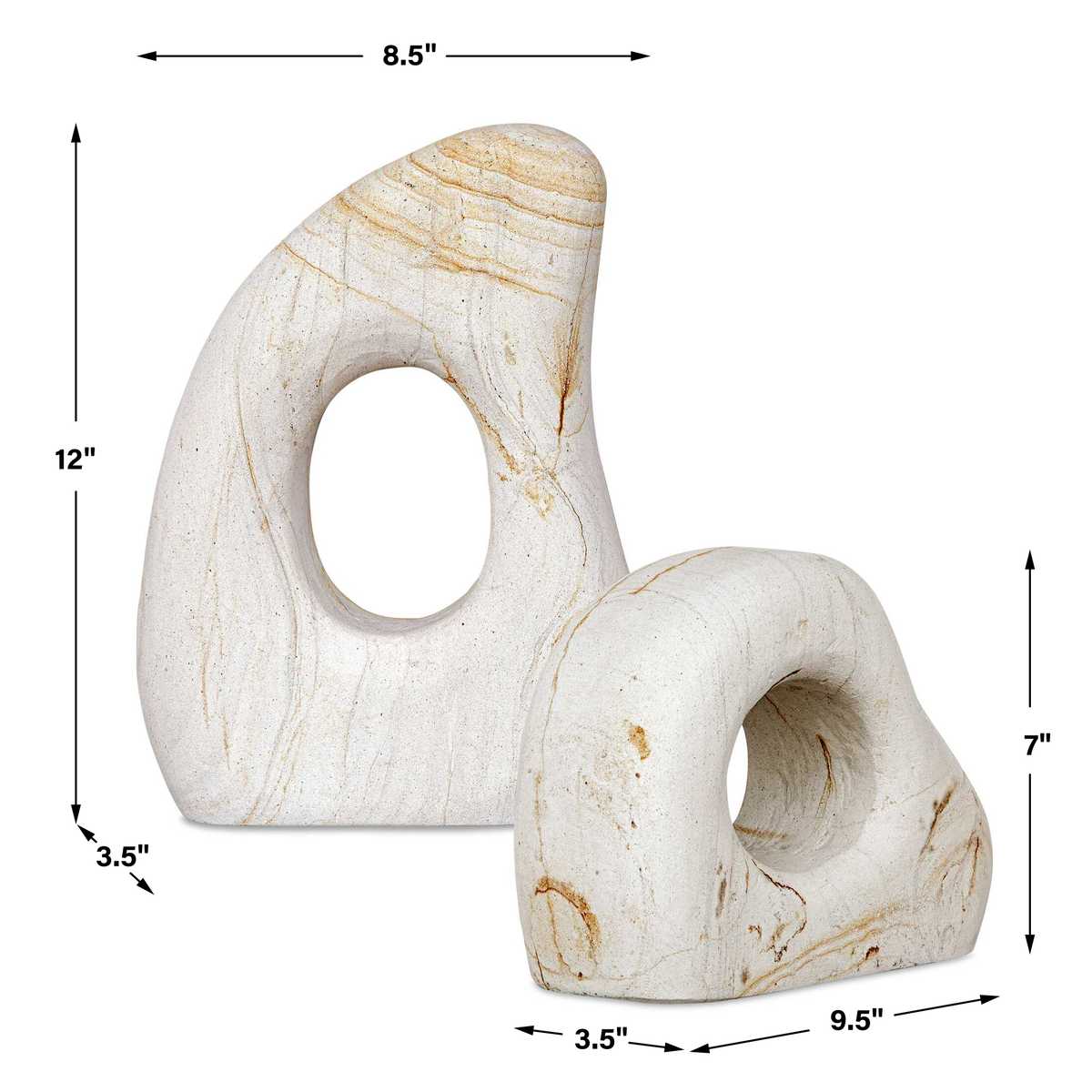 Stone Flow Outdoor Sculptures, S/2