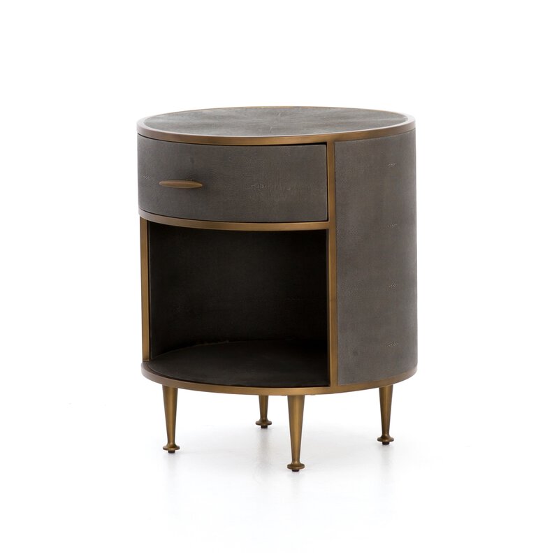 Shagreen Round Nightstand - Kings Fine Art & Decor