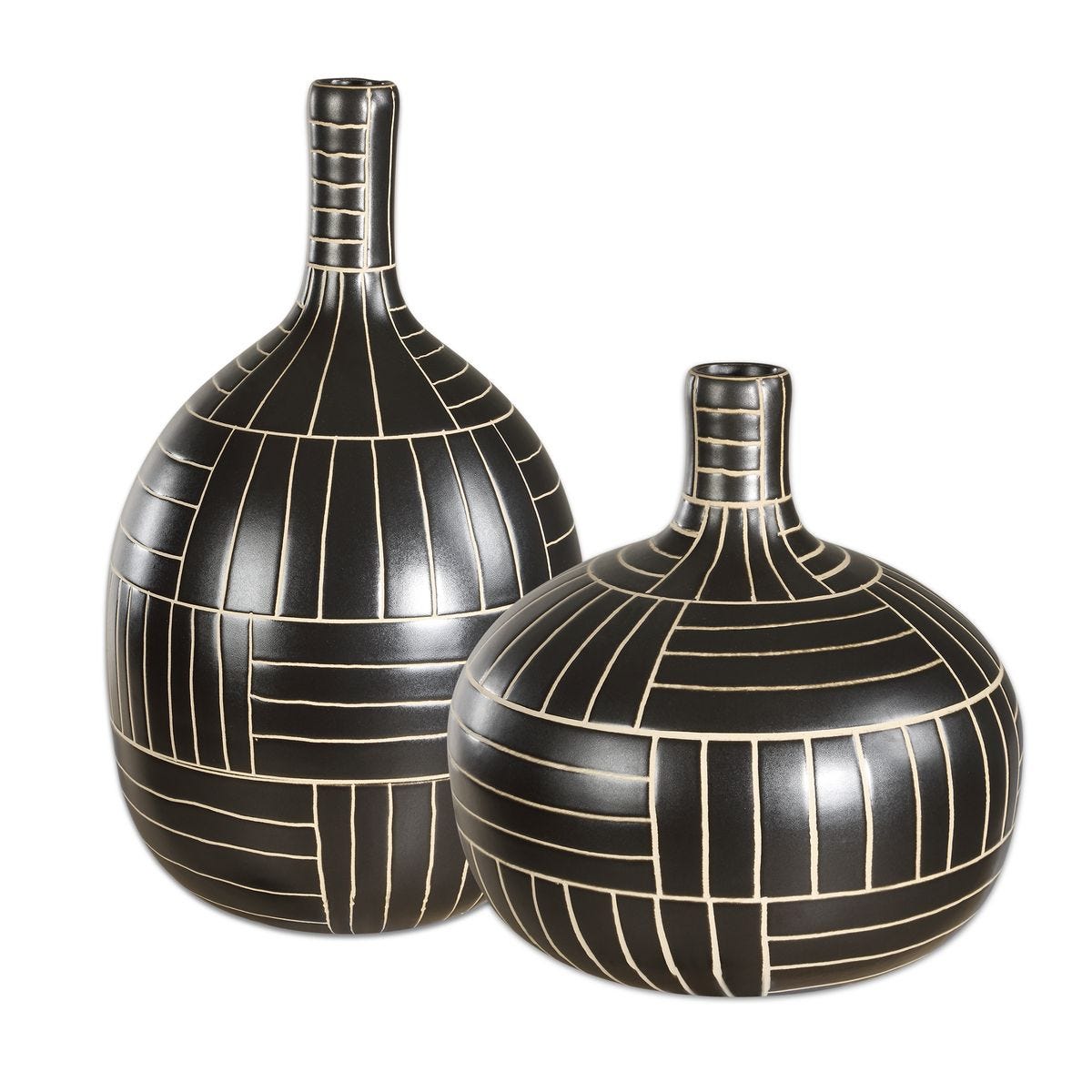 Graphite Stride Vases, S/2 - Kings Fine Art & Decor