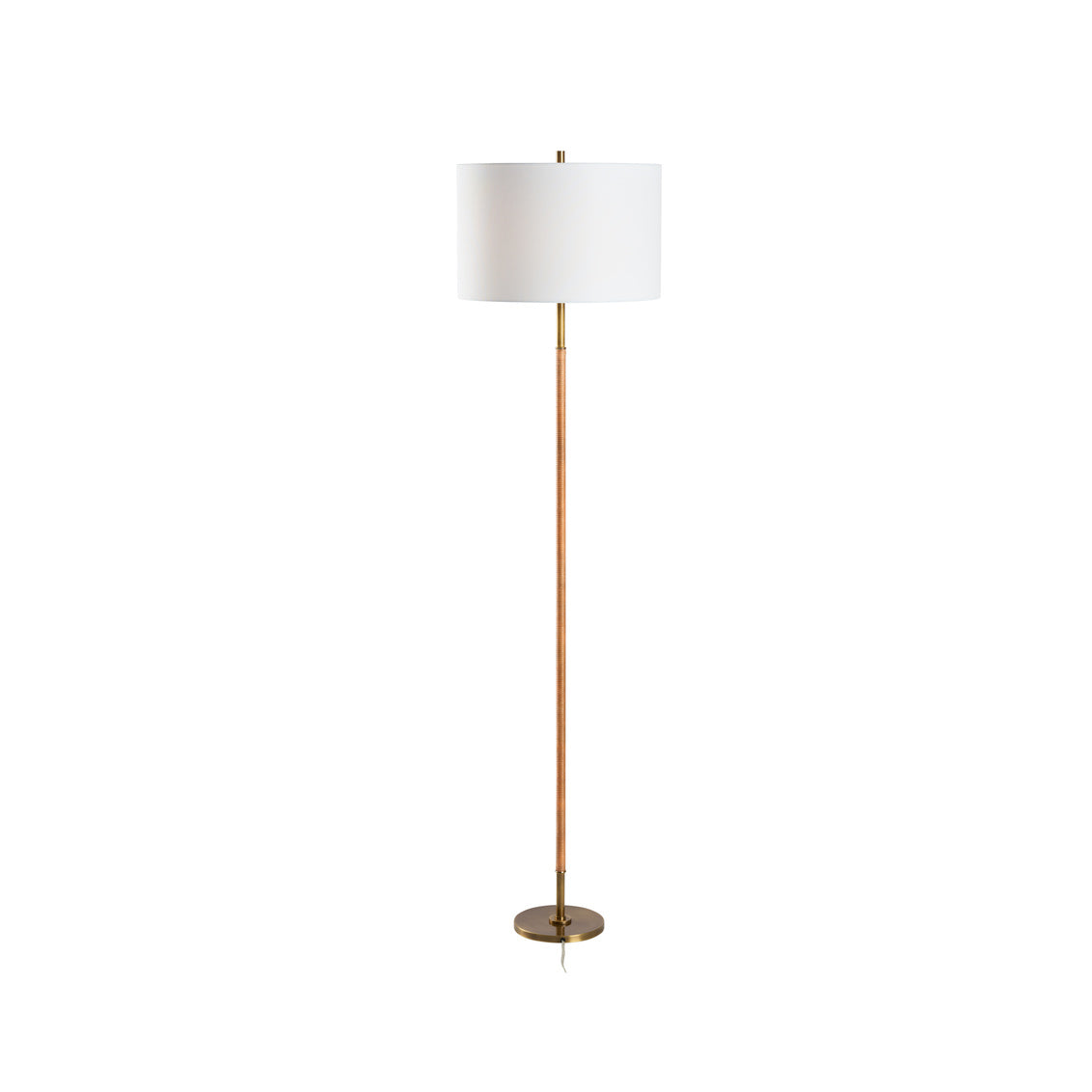 Amelia Rattan Floor Lamp - Aged Brass