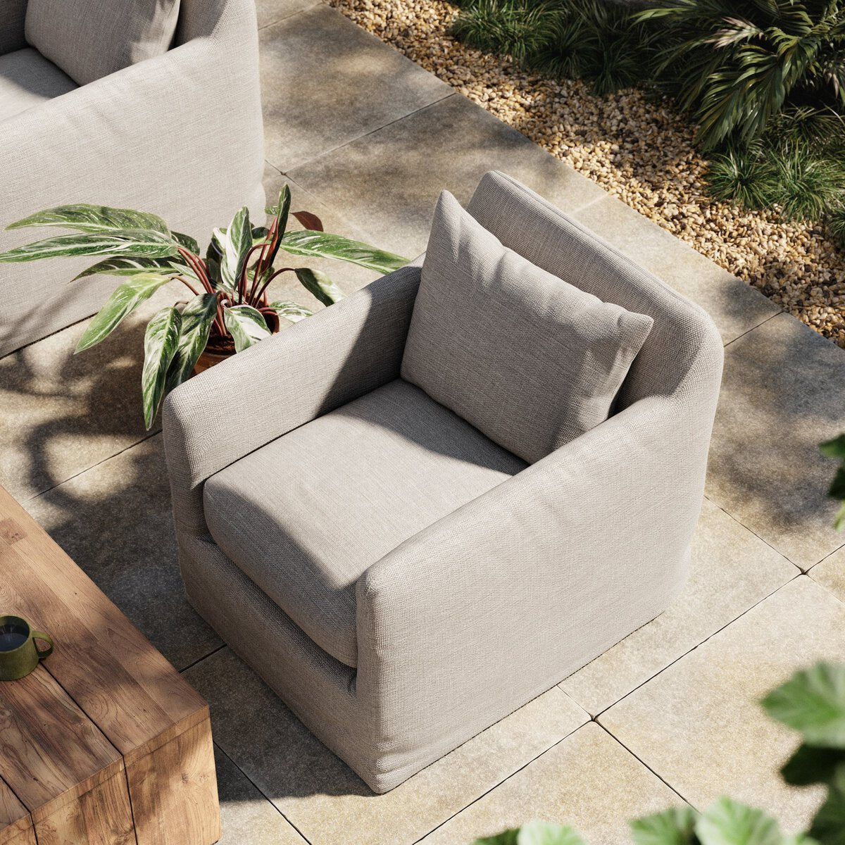 Dade Outdoor Slipcover Swivel Chair - Kings Fine Art & Decor