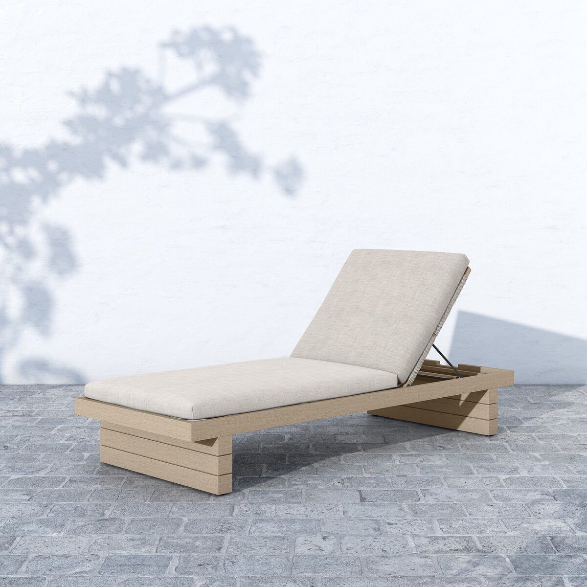 Leroy Outdoor Chaise - Washed Brown - Kings Fine Art & Decor