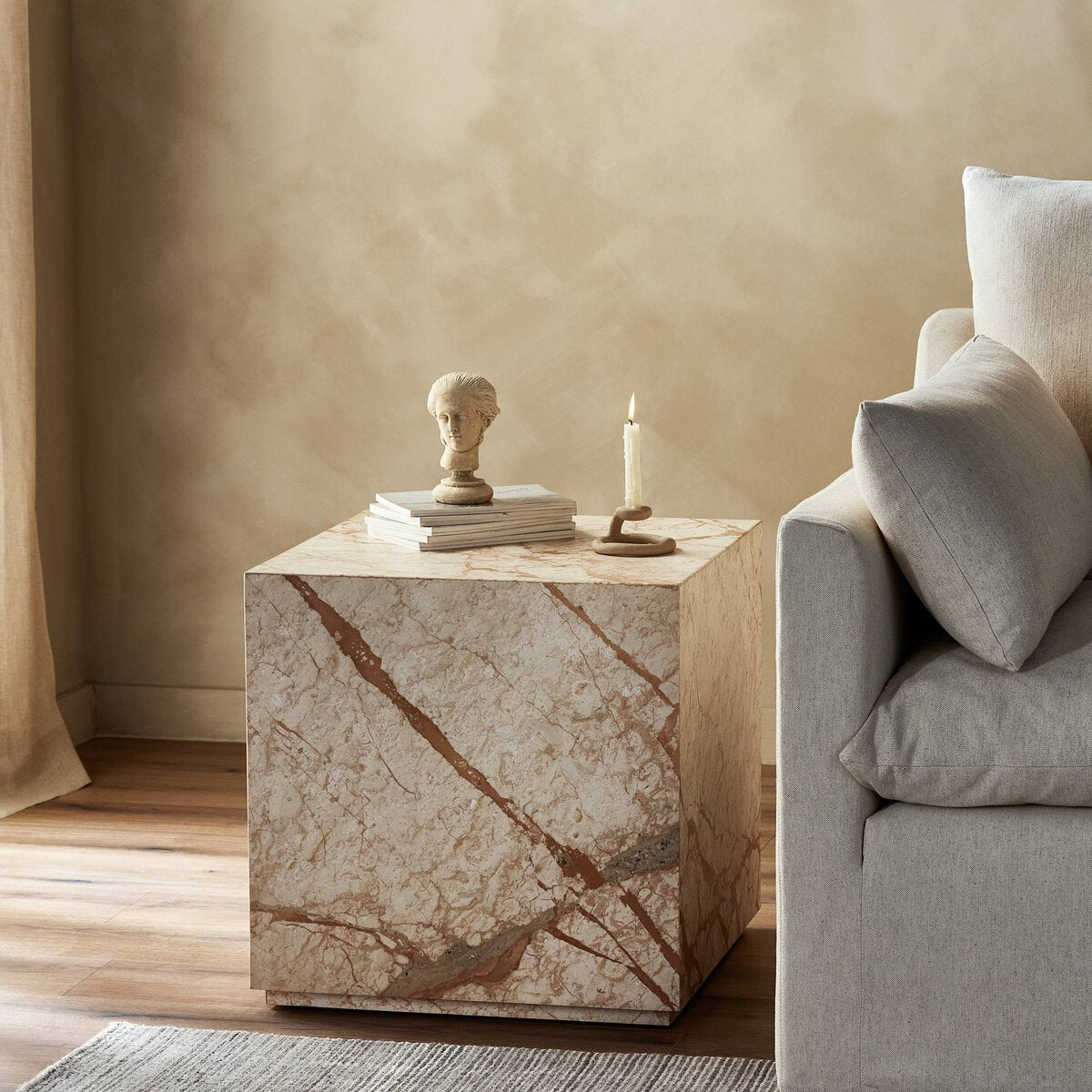 Modern Marble Plinth End Table - Kings Fine Art & Decor