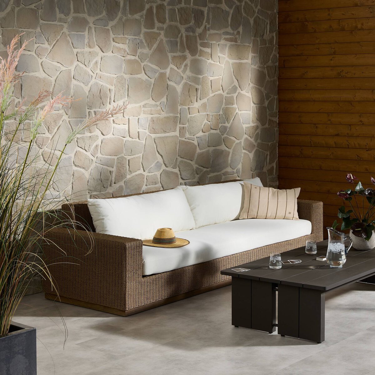 Suri Outdoor Sofa-106" - Kings Fine Art & Decor
