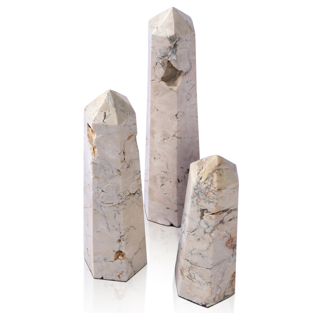 Travertine Obelisk Set - Kings Fine Art & Decor
