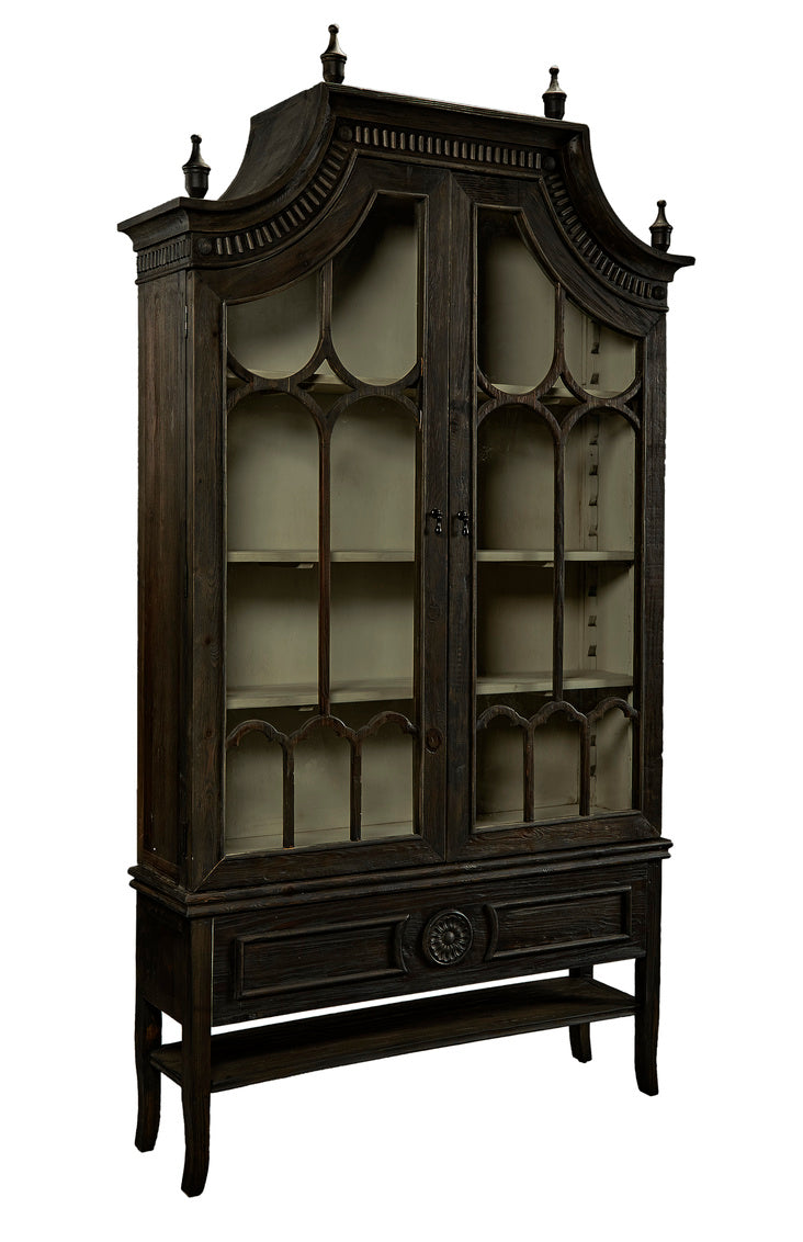 Reims Cathedral Black Arched Cabinet - Kings Fine Art & Decor