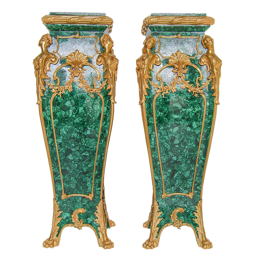 Our European handcrafted Linke Pedestal in Malachite and Ormolu