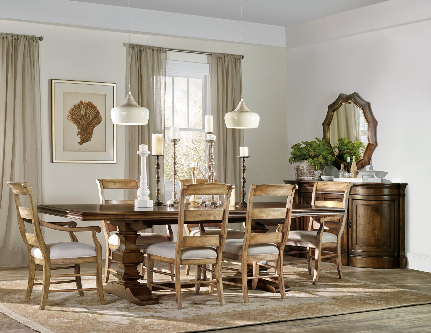 Hooker Furniture Archivist Trestle Table w/2-18in Leaves 5447-75206