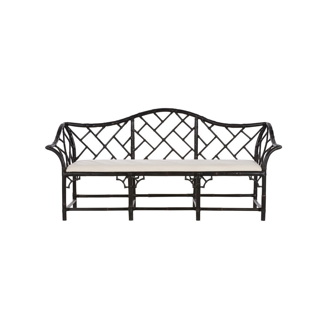 Chippendale Bamboo Settee - Cracked Pepper