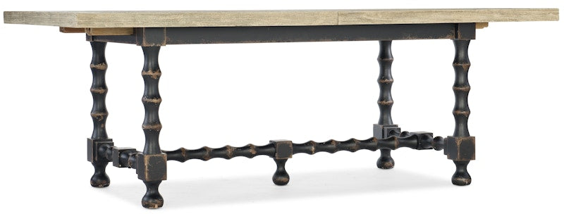 Hooker Furniture Ciao Bella 84in Trestle Table w/ 2-18in Leaves-Flaky White/Black 5805-75200-80