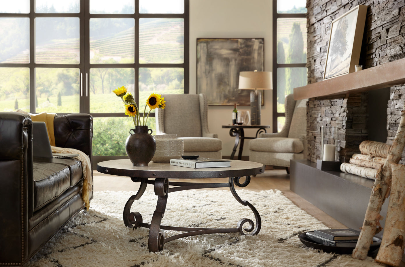 Hooker Furniture Luckenbach Metal and Stone End Table 5960-80113-MTL