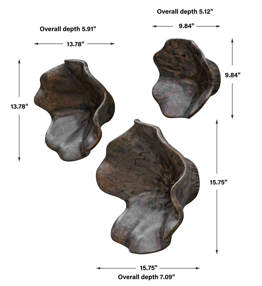 Teo Wood Wall Decor, Mocha, S/3