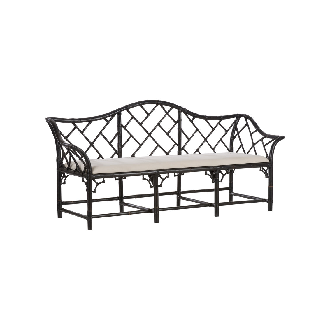 Chippendale Bamboo Settee - Cracked Pepper