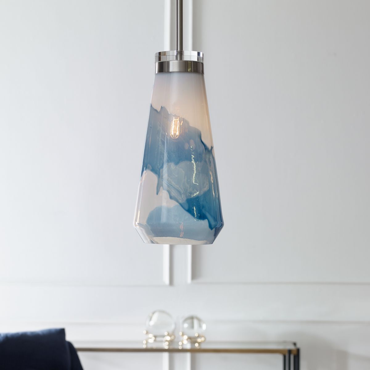 Windswept Blue & White, 1 Lt Mini Pendant