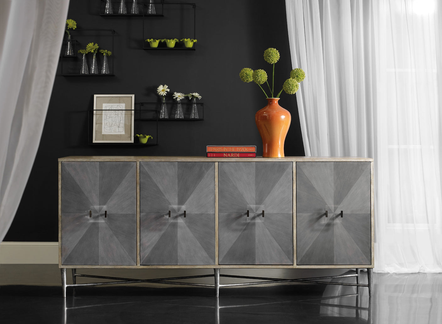 Hooker Furniture Melange Zola Four-Door Credenza 638-85316-LTGY