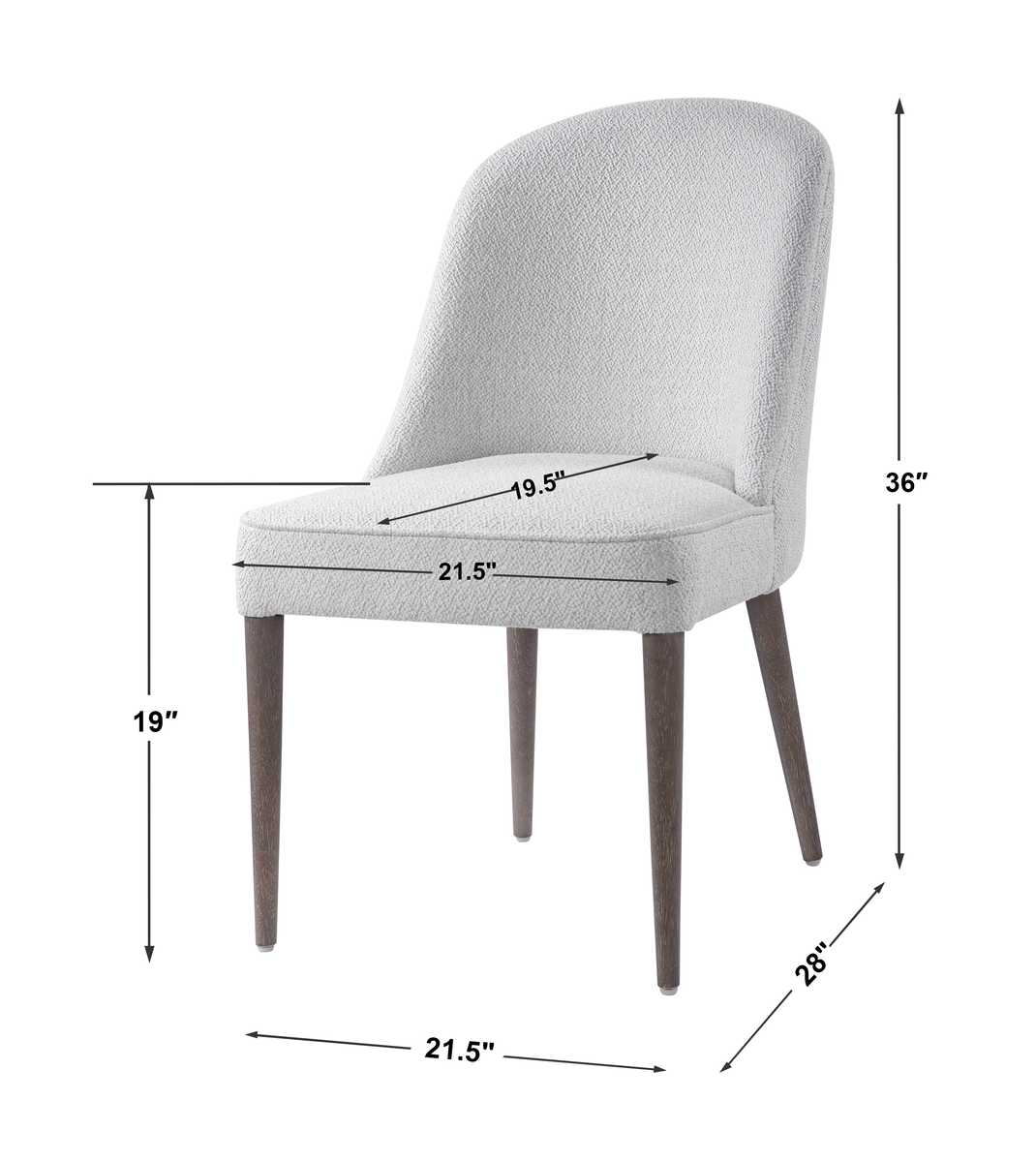 Brie Armless Chair, White, 2 Per Box, Priced Each