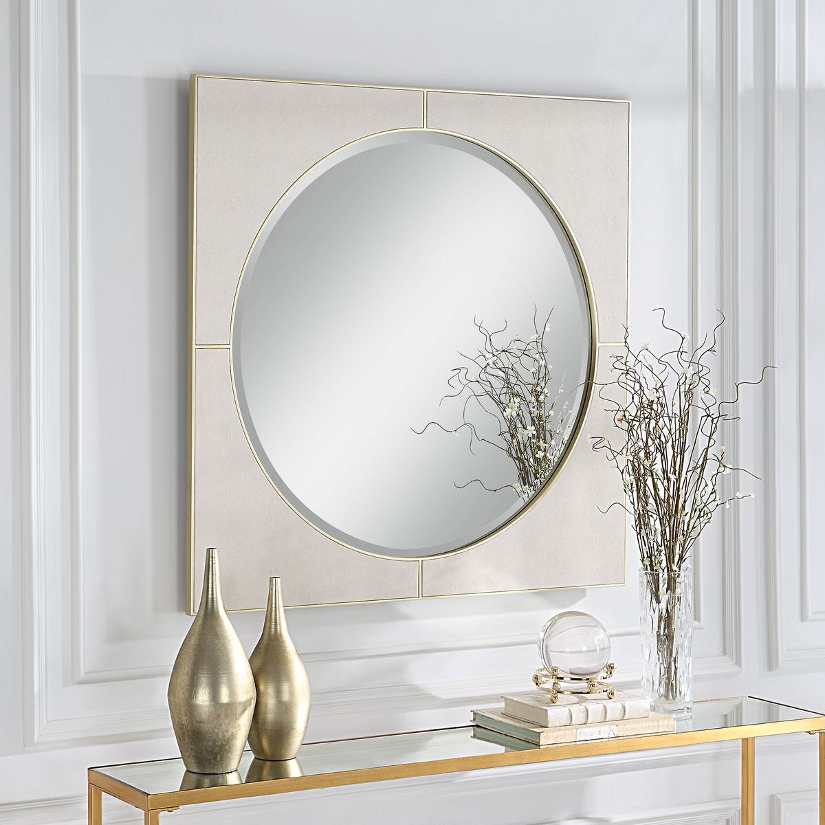 Cyprus Square Mirror, White