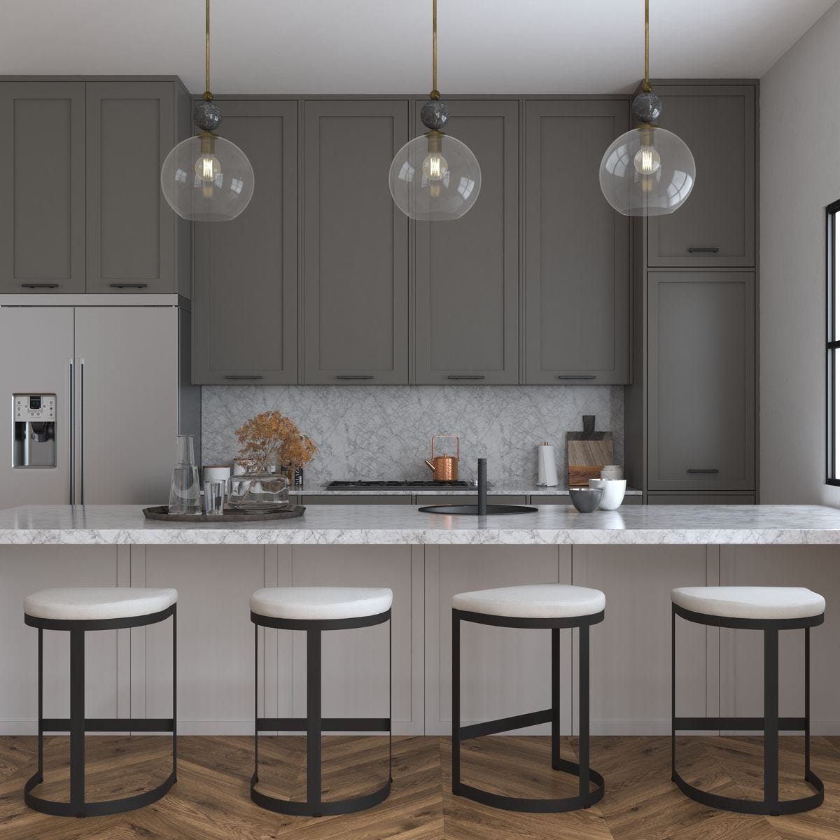 Ivanna Counter Stool, Black - Beige