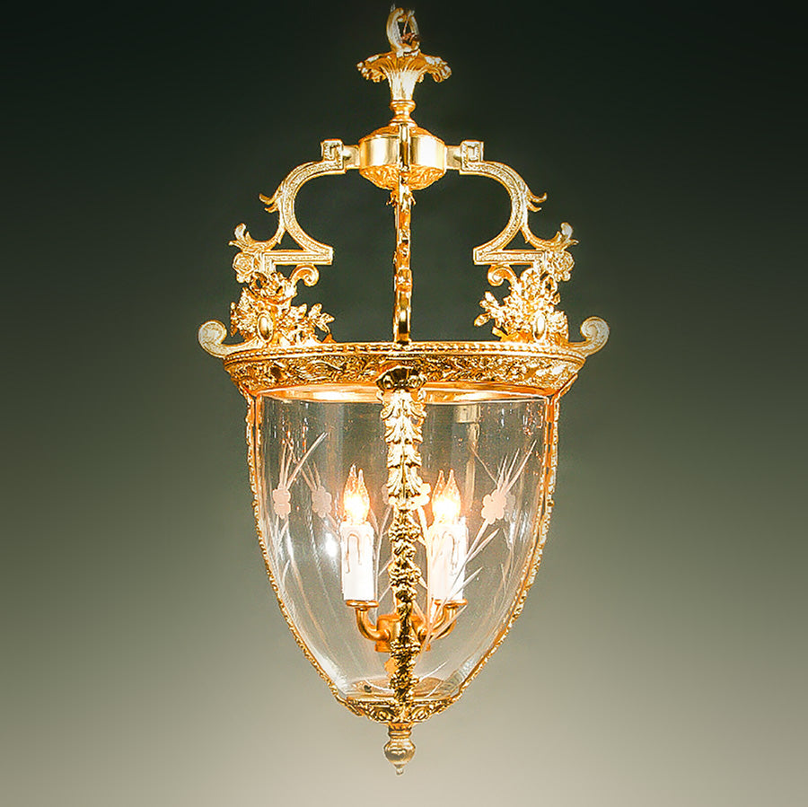 7730-MD0373L3A LT710901 4 Light Brass Lantern-Acorn Shape (22Hx10D)