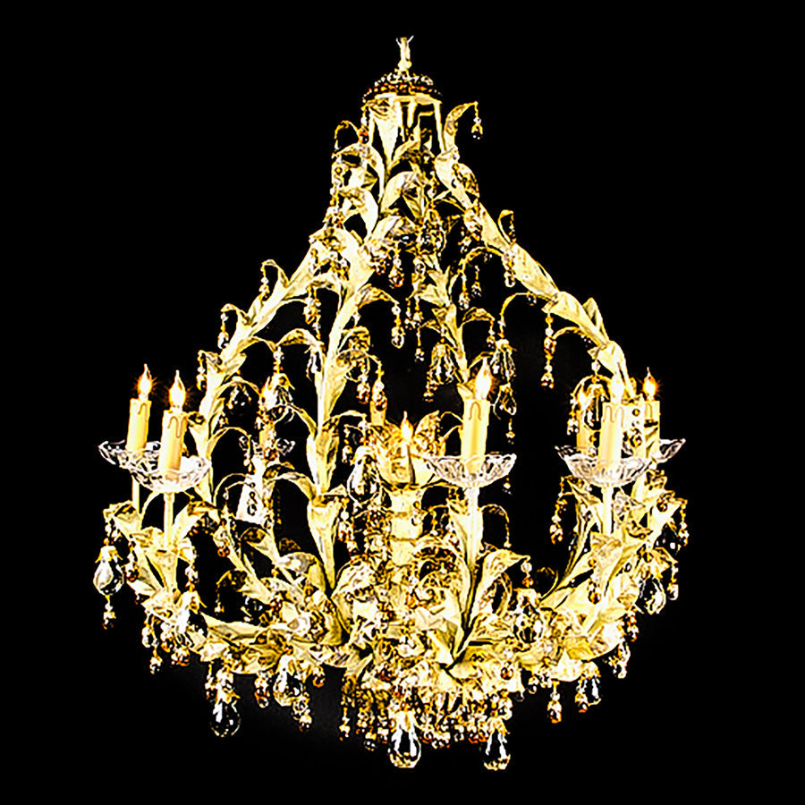 7730-MD0427L9 LT711501 9 Light Iron & Crystal Chandelier (35Hx30D)