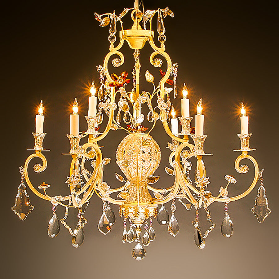 7730-MD0493L10 LT712101 10 Light Iron & Crystal Chandelier (30Hx32D)