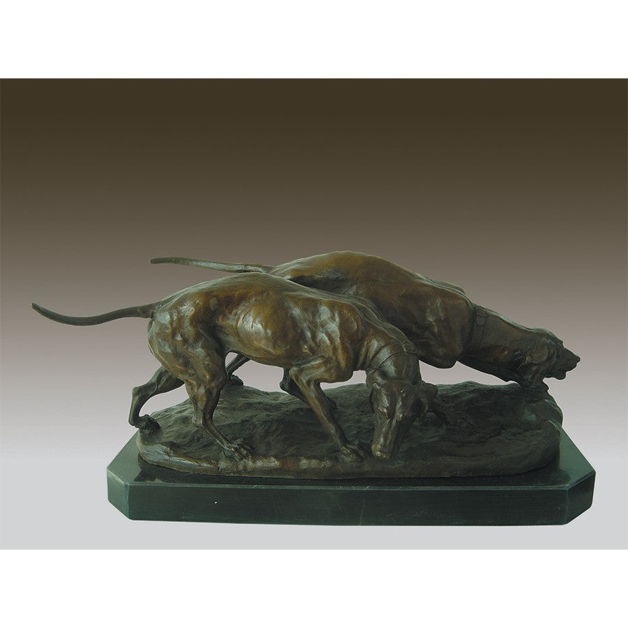Bronze Two Hunting Dogs