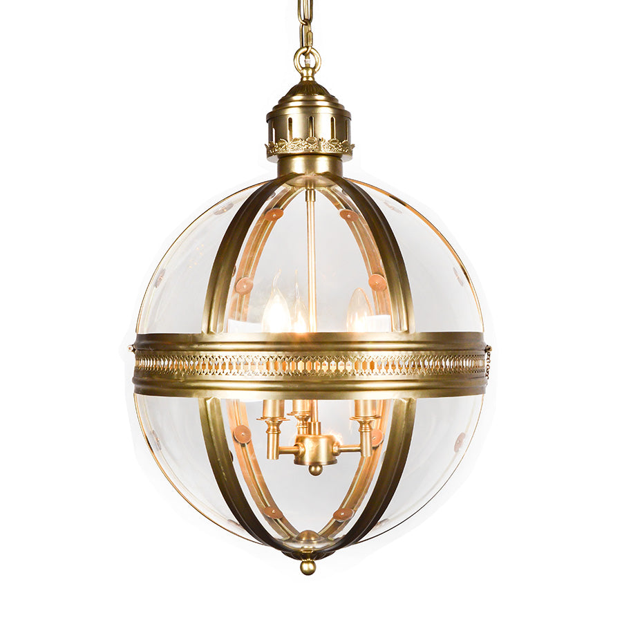 7747-107L3BRS LT760701 3 Light Iron Chandelier w/Antique Brass Finish (25Hx16D)