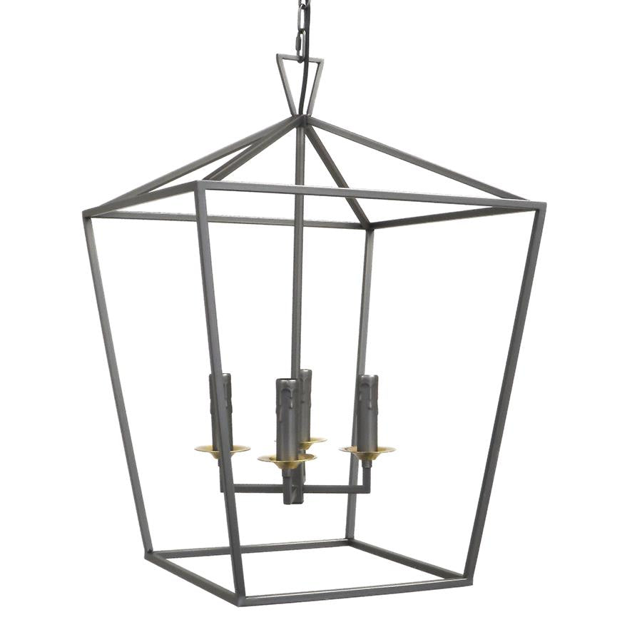7749-815L4GYC LT780702 4 Light Chandelier In Gunmetal Gray w/Copper Finish Dishes (25Hx17Wx17D)