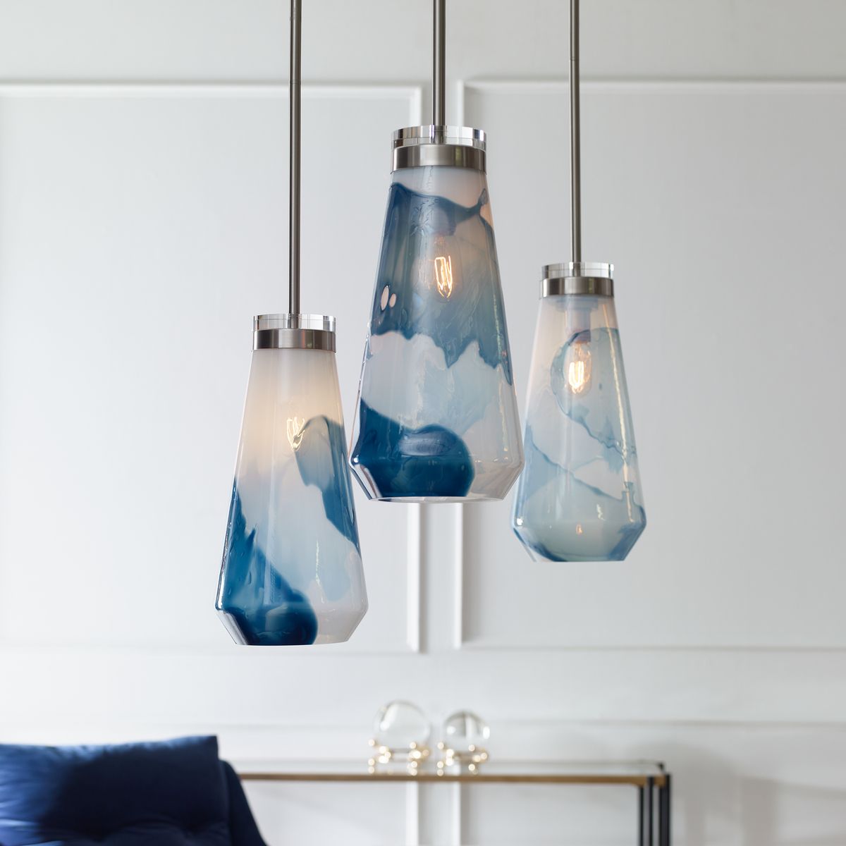 Windswept Blue & White, 1 Lt Mini Pendant