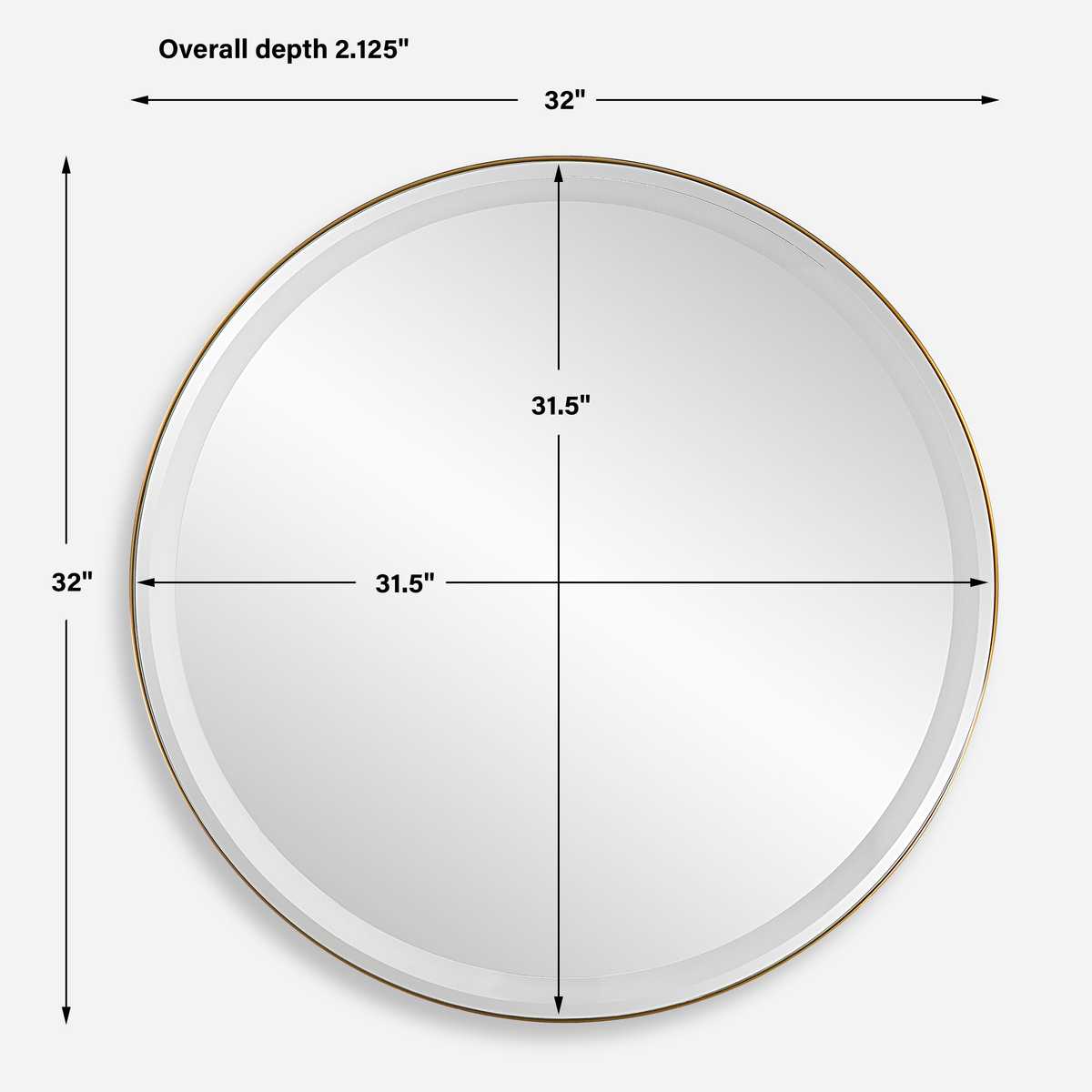 Crofton Lighted Round Mirror, Brass