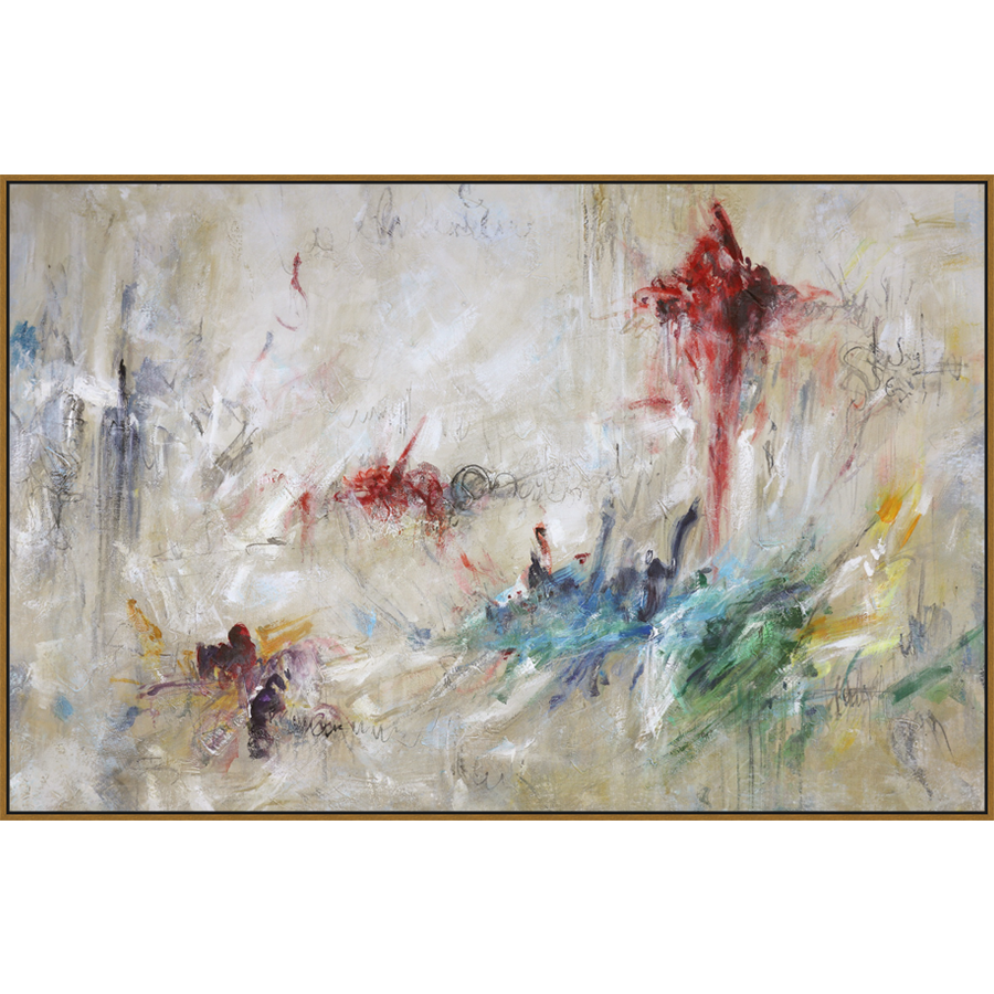 EAHPC22023 - CHROMATIC ABSTRACT framed floating in a contemporary gold frame. Finished Size: W 84.00 in x H 54.00 in