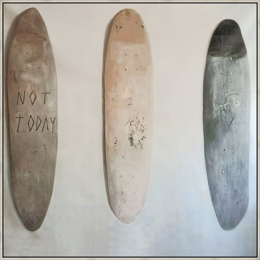 EAHPC22054 - POLISHED STONES framed floating in a contemporary silver frame. Finished Size: W 60.00 in x H 60.00 in