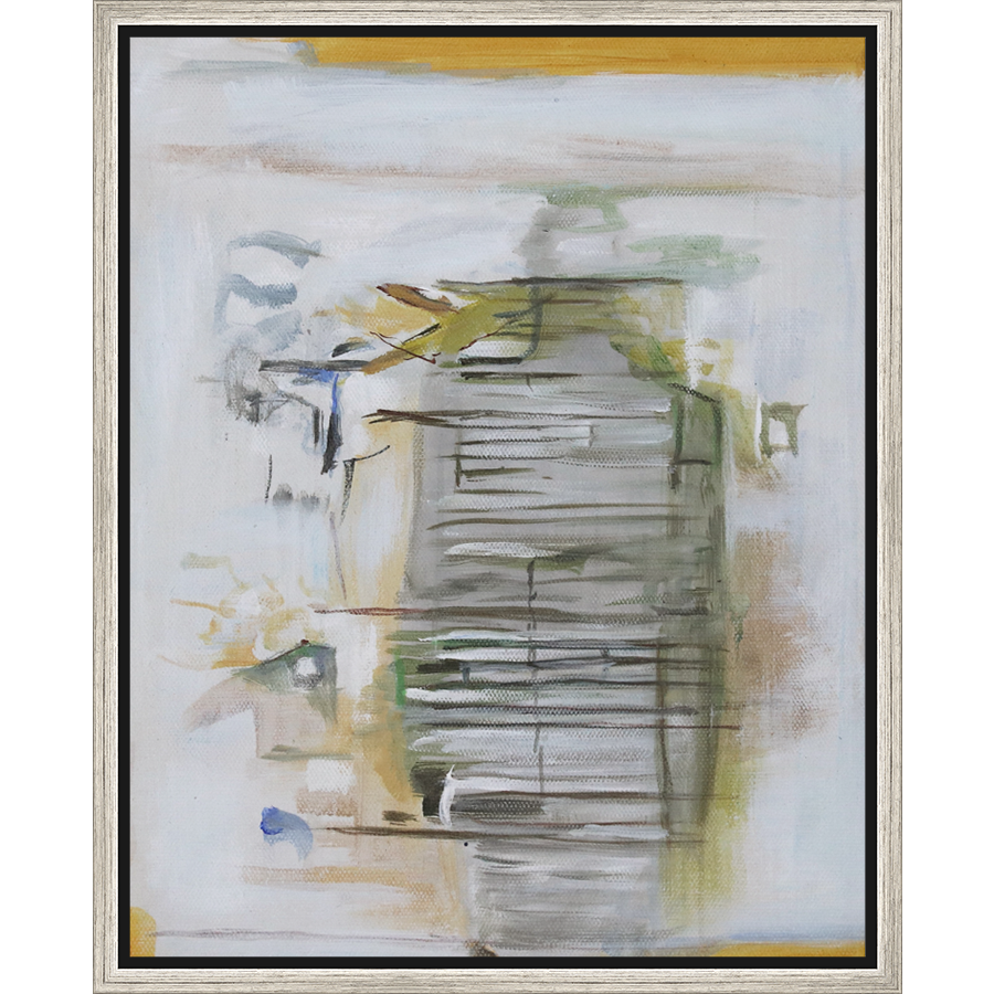 EAHPC22069 - STRIPED FIGURE framed floating in a contemporary silver frame. Finished Size: W 16.00 in x H 20.00 in