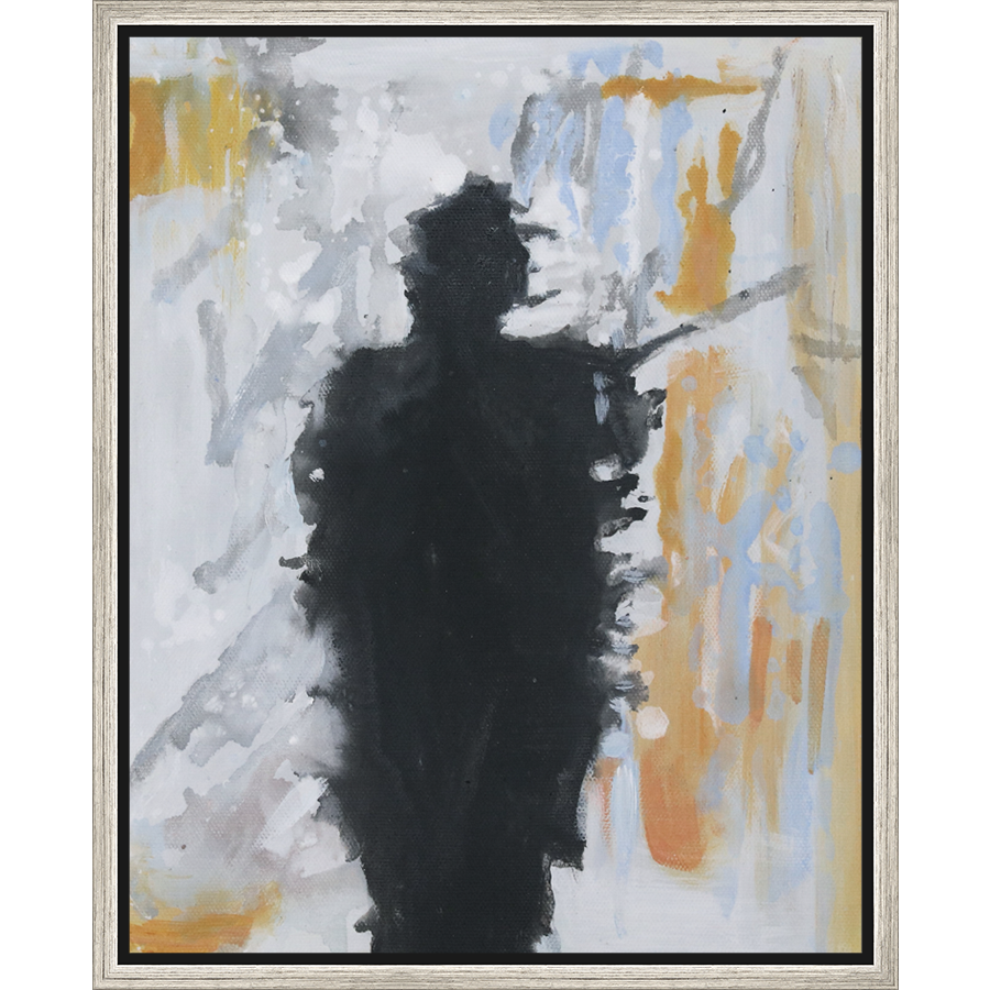 EAHPC22072 - BLACK SILHOUETTE framed floating in a contemporary silver frame. Finished Size: W 16.00 in x H 20.00 in