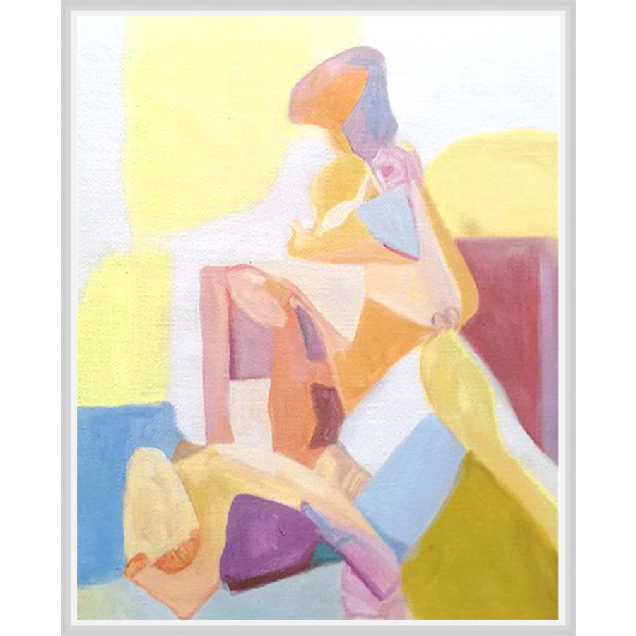 EAHPC22090 - CHROMATIC WOMAN VI framed floating in a contemporary white frame. Finished Size: W 24.00 in x H 30.00 in