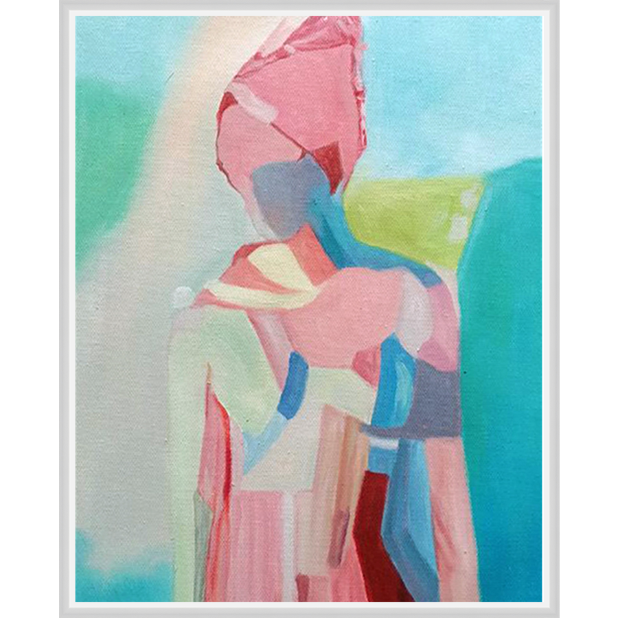 EAHPC22091 - CHROMATIC WOMAN VII framed floating in a contemporary white frame. Finished Size: W 24.00 in x H 30.00 in