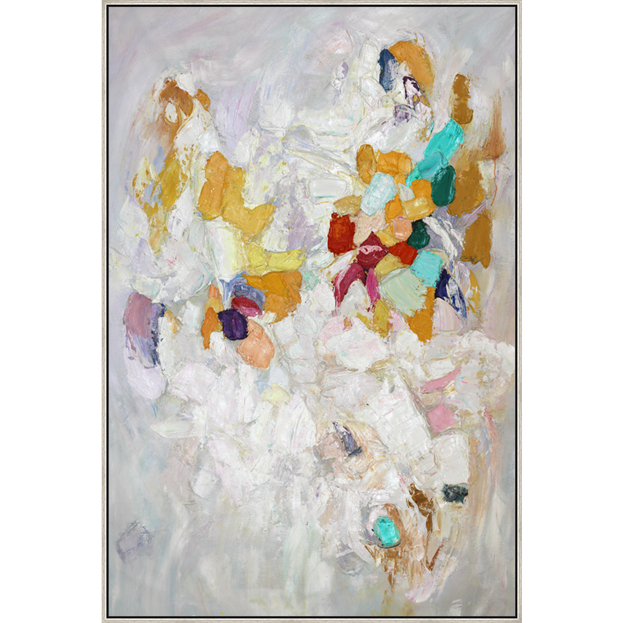 EAHPC22098 - EUPHORIA framed floating in a contemporary silver frame. Finished Size: W 48.00 in x H 72.00 in