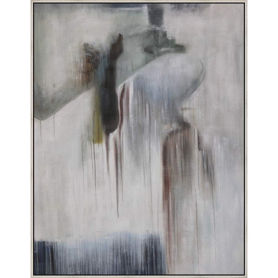 EAHPC22106 - MUTED BLUE framed floating in a contemporary silver frame. Finished Size: W 48.00 in x H 62.00 in