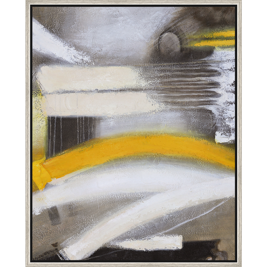 EAHPC23002 - WHITE LINES II framed floating in a contemporary silver frame. Finished Size: W 24.00 in x H 30.00 in