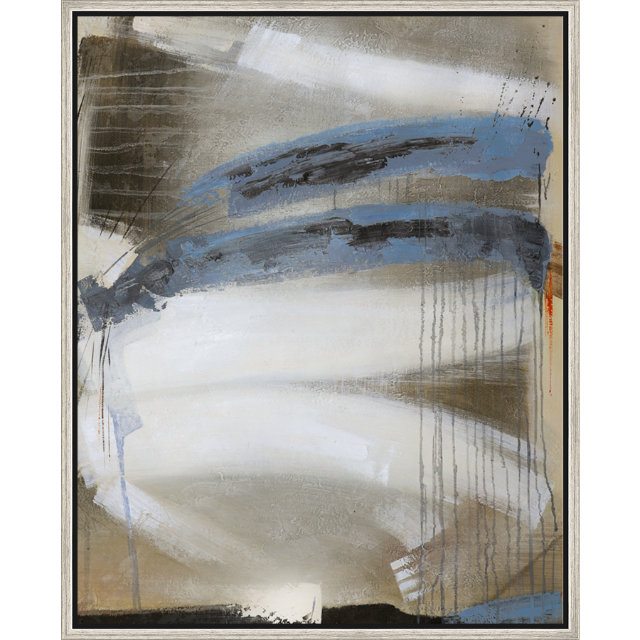 EAHPC23003 - WHITE LINES III framed floating in a contemporary silver frame. Finished Size: W 24.00 in x H 30.00 in