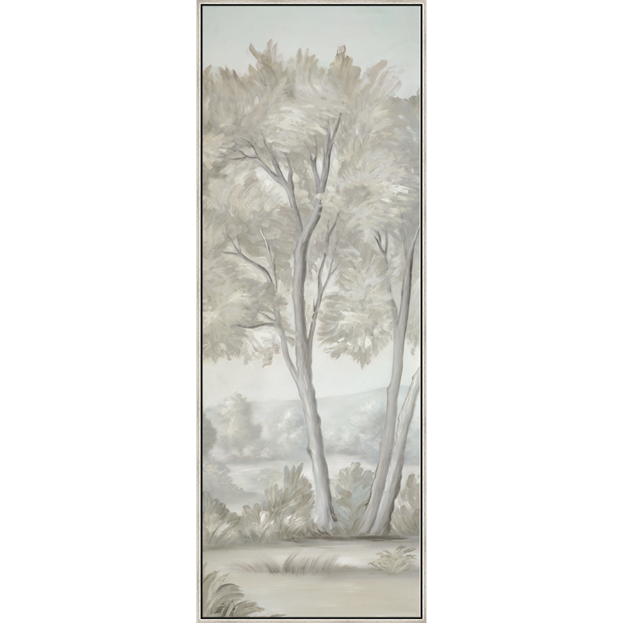 EAHPC23006B - STILLNESS II framed floating in a contemporary silver frame. Finished Size: W 30.00 in x H 84.00 in