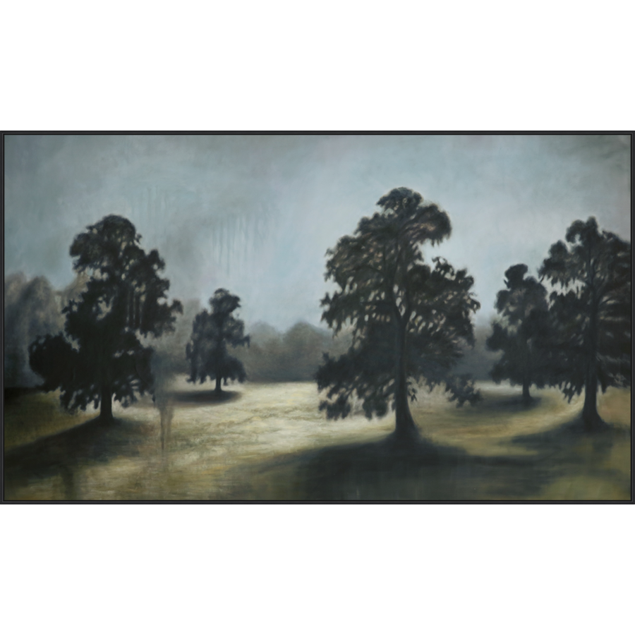 EAHPC23009 - SPRING LANDSCAPE framed floating in a contemporary black frame. Finished Size: W 115.00 in x H 67.00 in