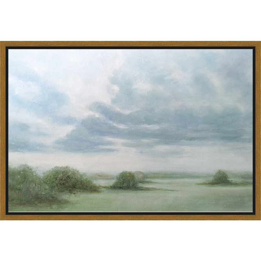 EAHPC23012 - GRASSY PLAIN framed floating in a contemporary gold frame. Finished Size: W 24.00 in x H 16.00 in