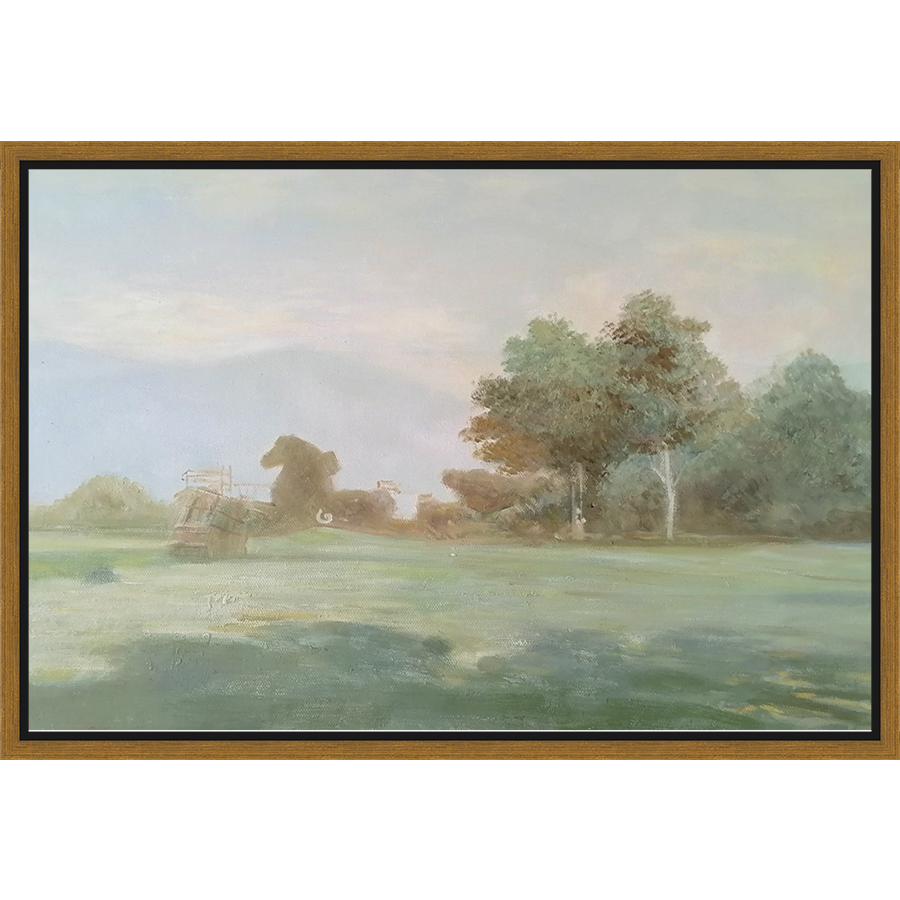 EAHPC23017 - EDGE OF THE FOREST framed floating in a contemporary gold frame. Finished Size: W 24.00 in x H 16.00 in