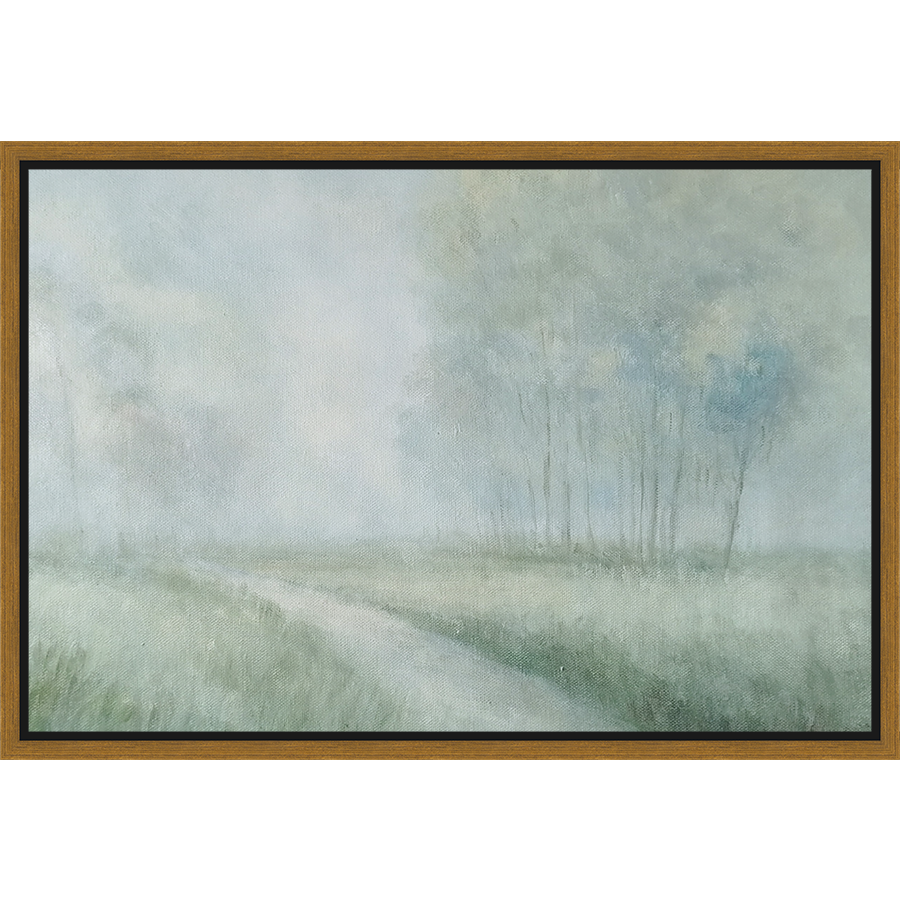EAHPC23019 - PATH BETWEEN THE TREES framed floating in a contemporary gold frame. Finished Size: W 24.00 in x H 16.00 in