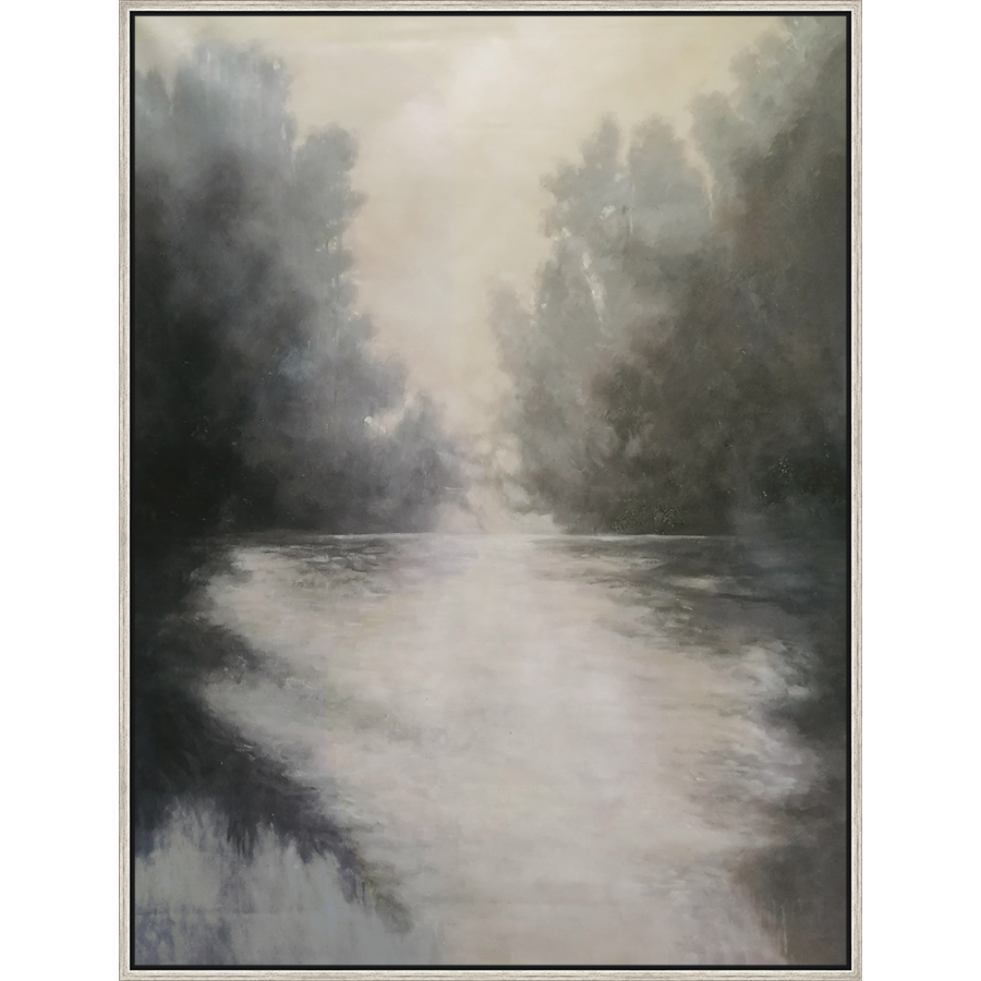 EAHPC23024 - BAYOU VIEW II framed floating in a contemporary silver frame. Finished Size: W 36.00 in x H 48.00 in