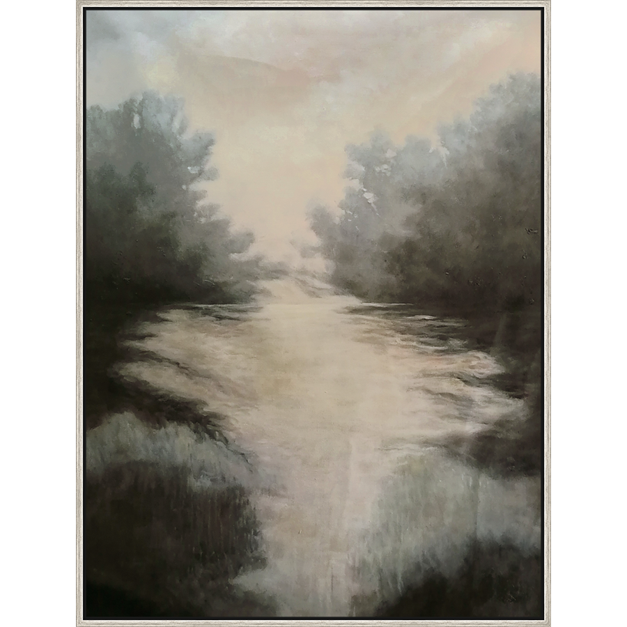 EAHPC23047 - BAYOU VIEW III framed floating in a contemporary silver frame. Finished Size: W 36.00 in x H 48.00 in