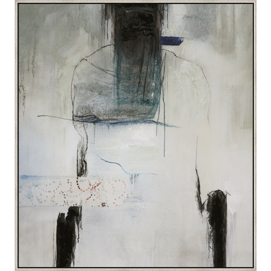 EAHPC23077 - BLACK HAT framed floating in a contemporary silver frame. Finished Size: W 48.00 in x H 54.00 in